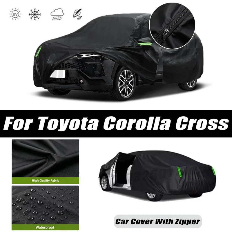 For Toyota Corolla Cross Car Covers Outdoor Waterproof Sun Rain Snow Protection UV Car Zipper Design Car Cover Accessories
