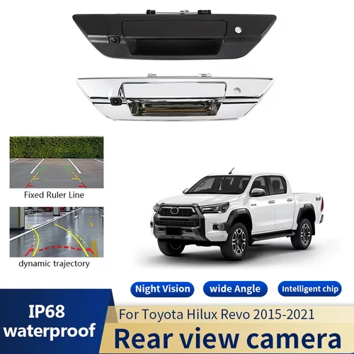 170 °   Manija de puerta trasera gran angular con orificio para llave, cámara de visión trasera NTSC para camioneta para Toyota Hilux Revo 2015-2021