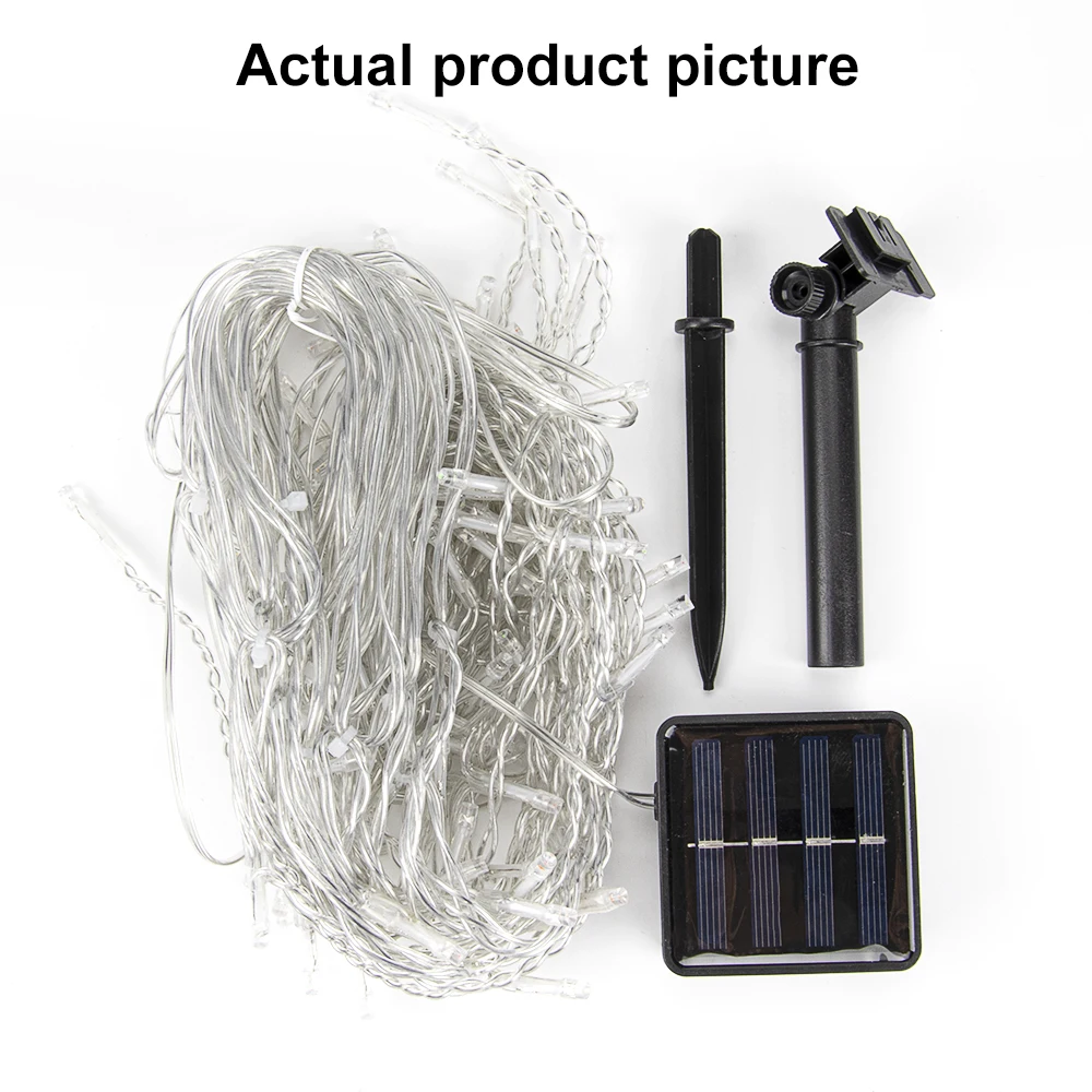 أضواء الستار جليد الشمسية في الهواء الطلق مقاوم للماء الطنف سلسلة ضوء 8 أوضاع الإضاءة 2025 حديقة السنة الجديدة رمضان الديكور #6