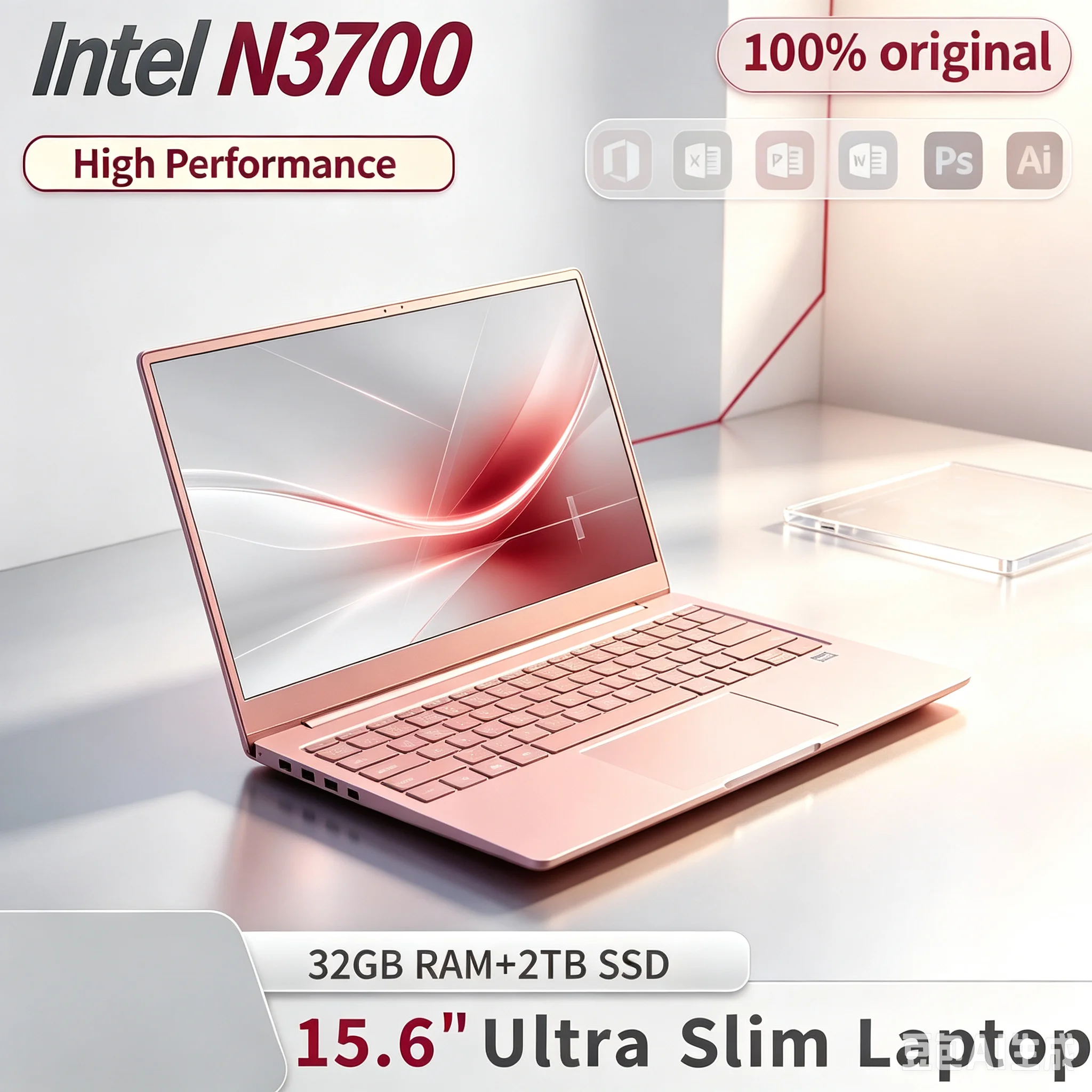 2026 New Intel N3700 15.6 Inch Laptop 1.6GHz Base 2.4GHz Turbo 16GB RAM 2TB SSD Ultra Slim Gaming Pro High Performance Unit Plus