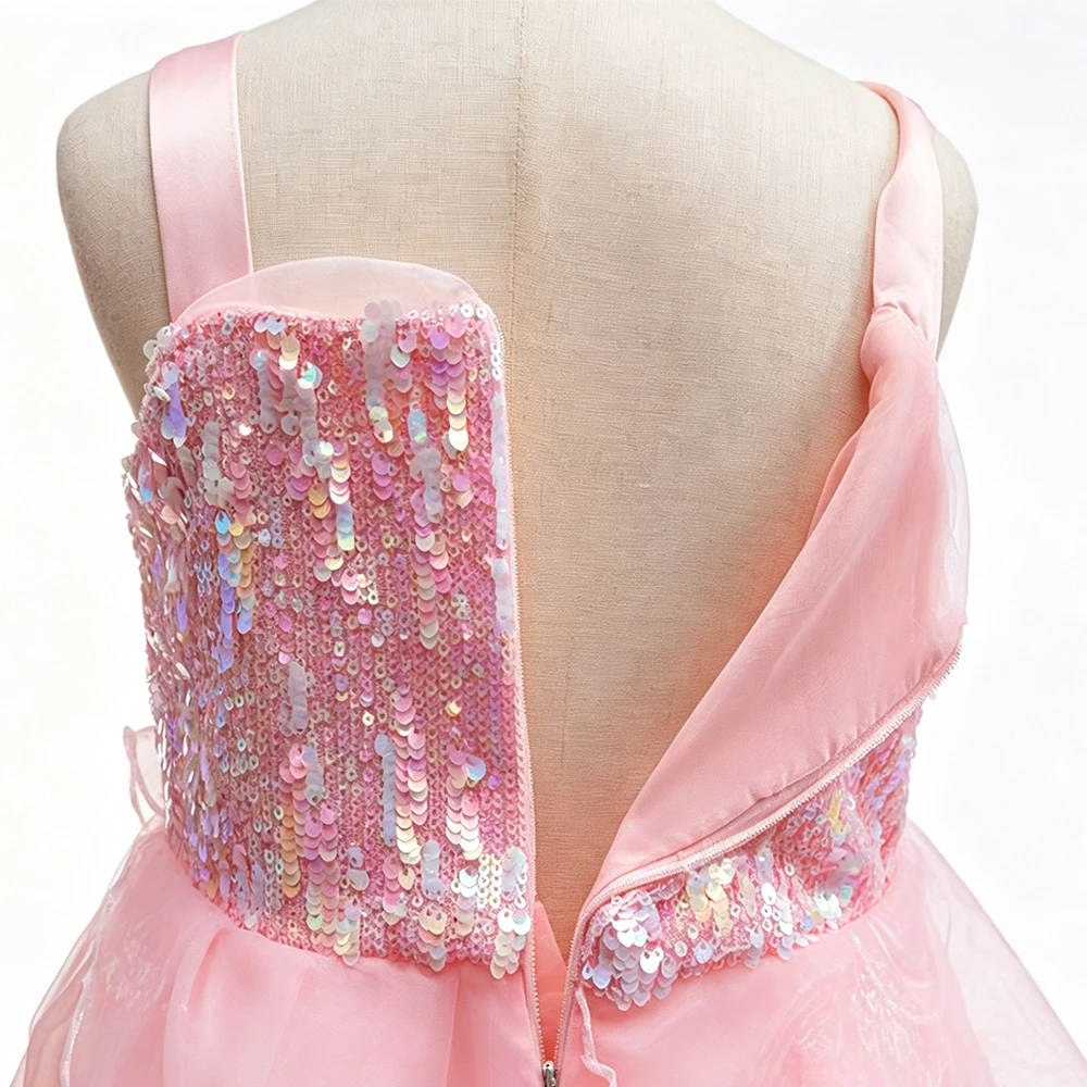 Rosa Guter-Hexen-Kostüm Mädchen Geburtstagskleid Luxuriöses Kinder-Halloween Glinda Cosplay Kostüm – Detail 6