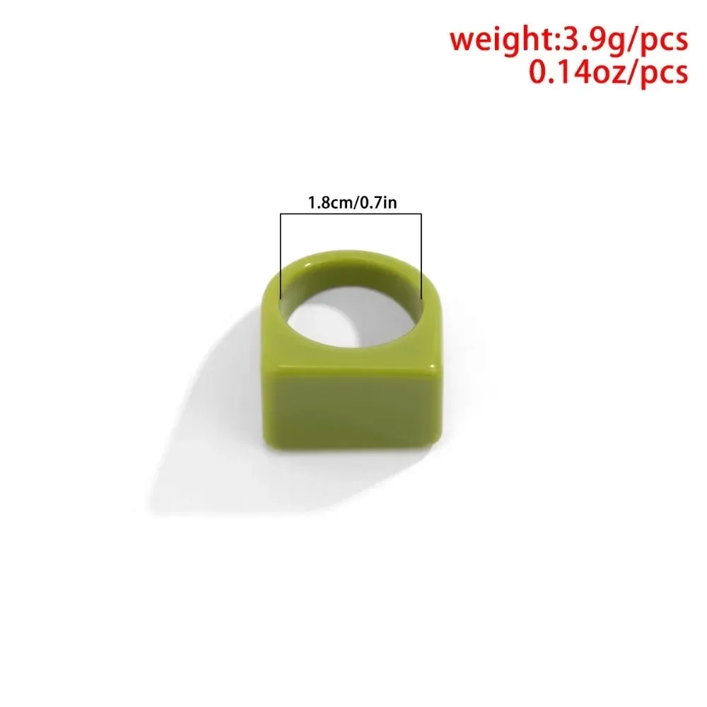 رائجة البيع 2025 مزاجه موضة الملونة الاكريليك خاتم جديد البساطة النساء فتاة سيدة حلقة العصرية الراتنج هندسية حلقة مربعة #6