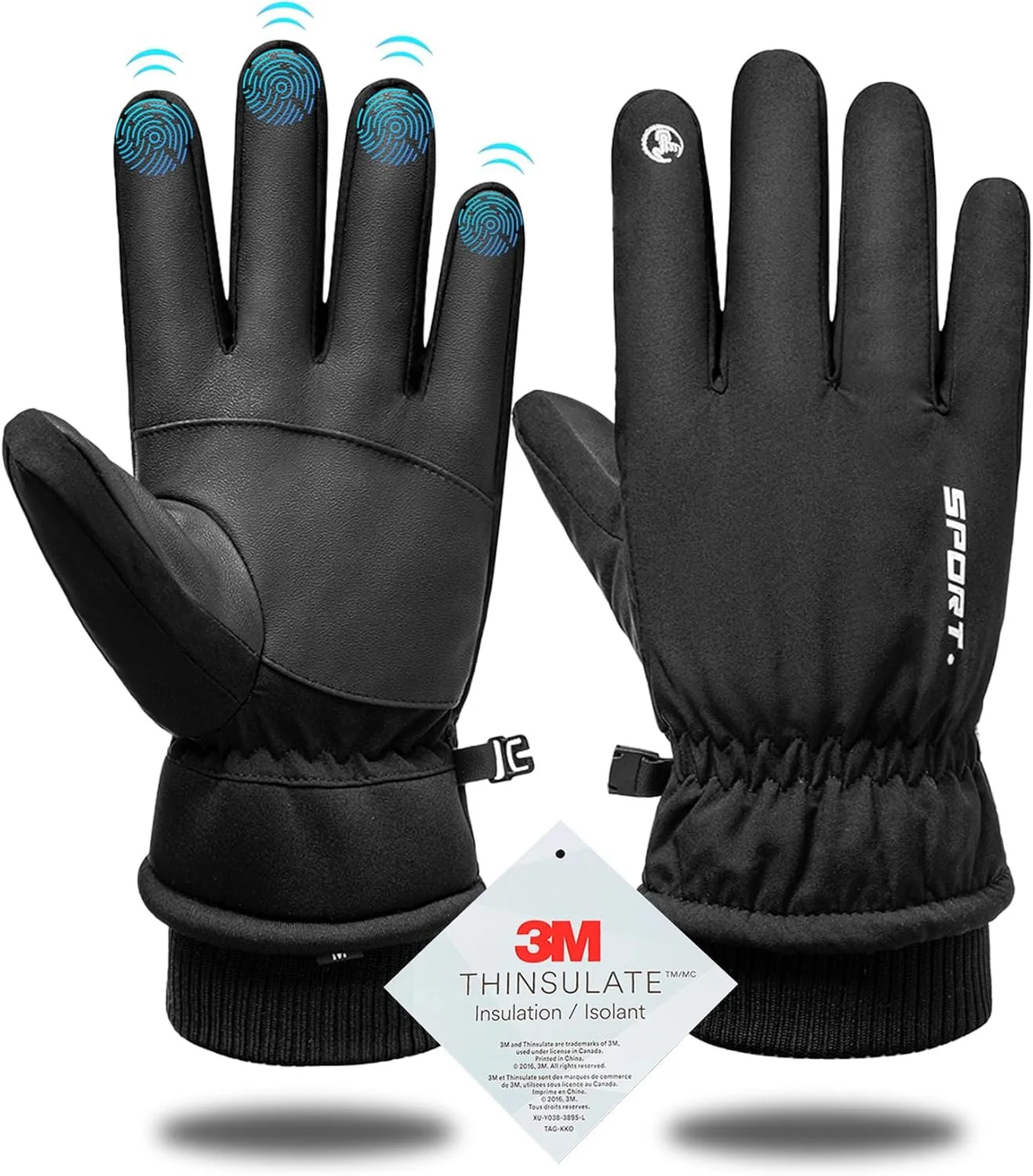 

Men Winter Waterproof Cycling Gloves Sports Running Motorcycle Ski Touch Screen Fleece Gloves Non-slip Warm Full Fingers