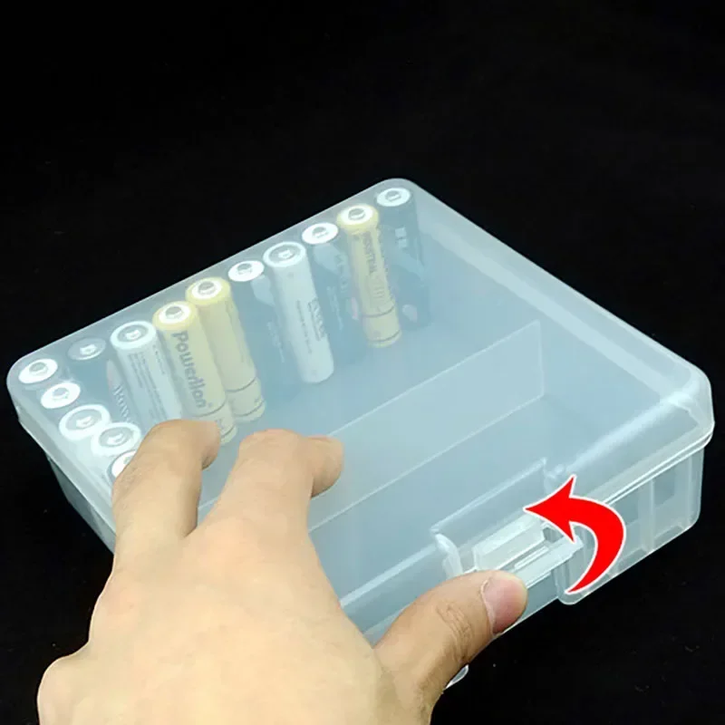 1PCS Portable Battery Holder Organizer for 100pcs AA Batteries 14500 Battery Case Cover Holder Storage Box Plastic Transparent