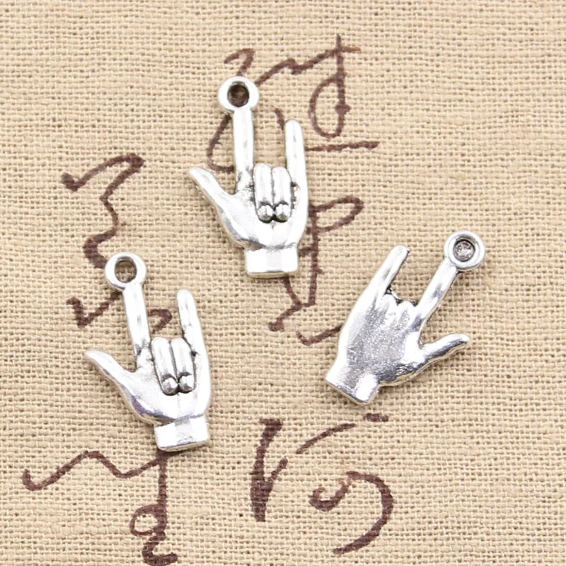 12pcs Charms Palm I Love You 22x13mm Antique Making Pendant fit,Vintage Tibetan Bronze Silver Color,DIY Handmade Jewelry