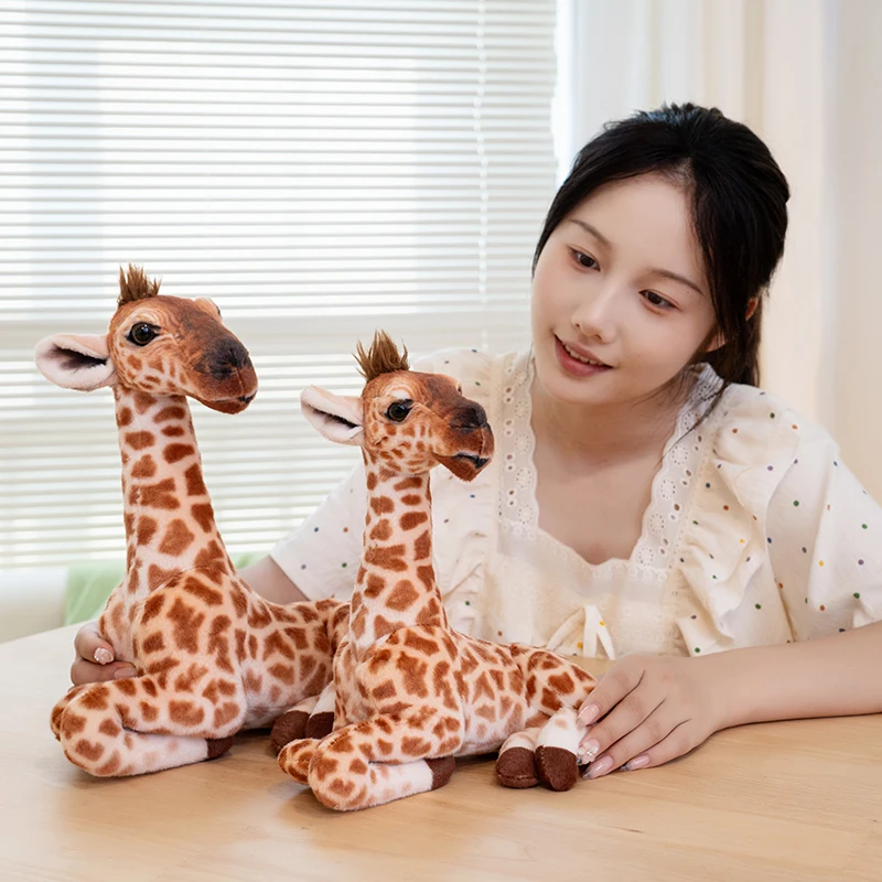 Adorable Cool Realistic Giraffe Plush Toys Full Fluffy Stuffed Animal Doll Funny Toys For Child Amusing Gift For Family Friends