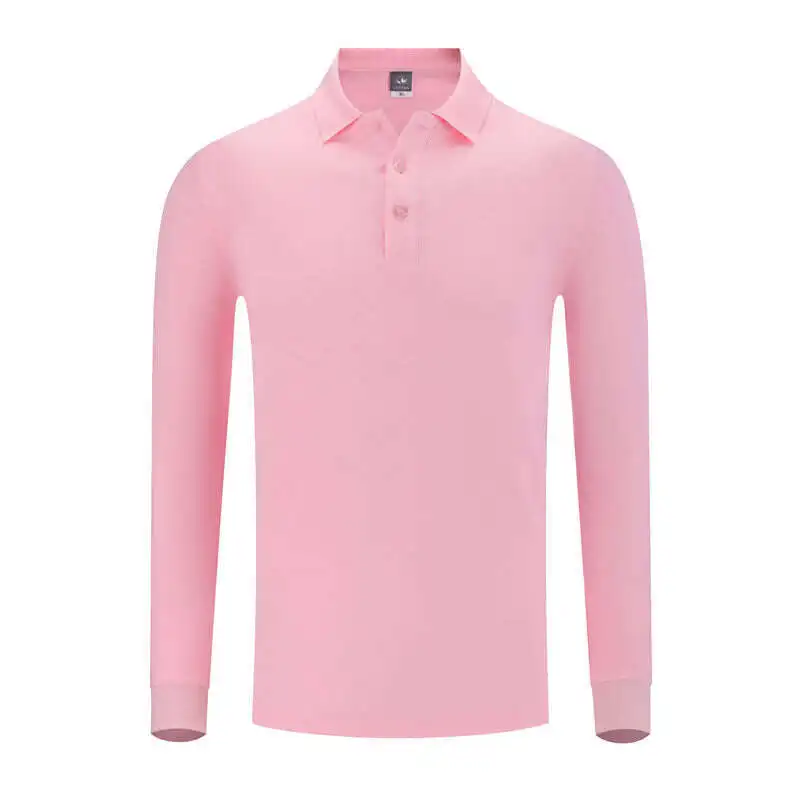 Lightning Delivery 240G Duoduo Cotton Solid Collar Long Sleeve Polo คุณภาพสูง Business Leisure Cultural Enterprise