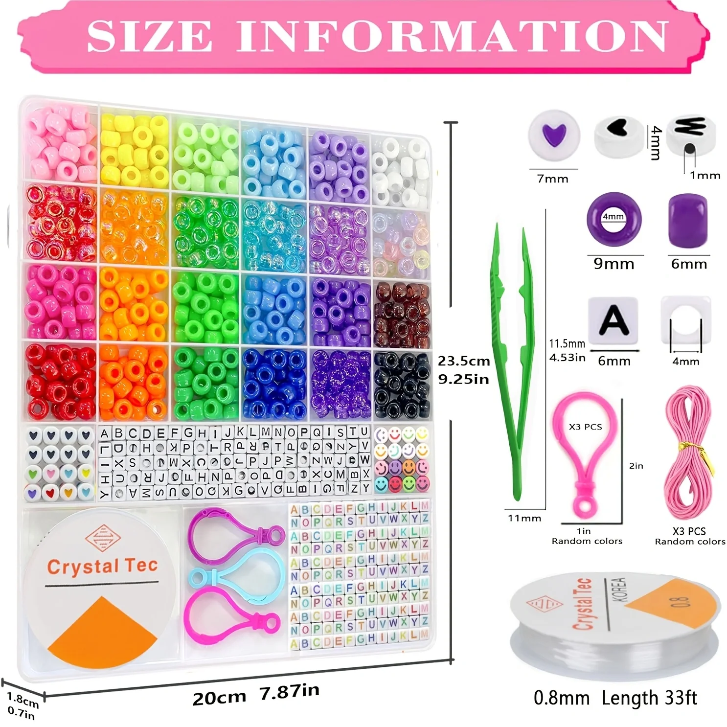 Acrylic Barrel Letter Beads Assortment Kit – Alphabet & Number Beads in Storage Box, DIY Jewelry Making Supplies, Perfect for Pe