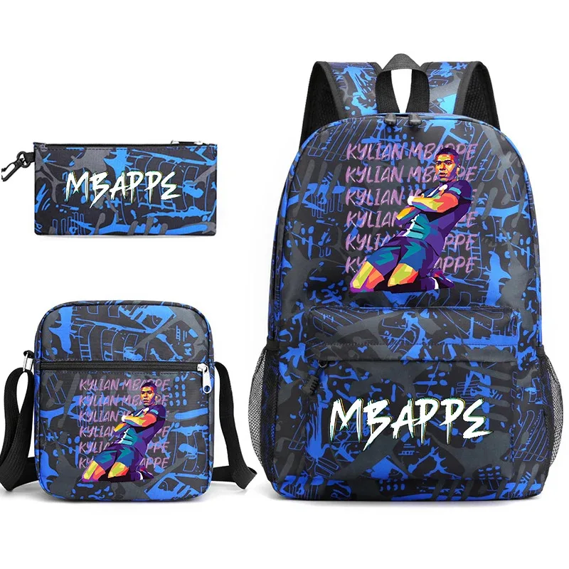 

printed student schoolbag set youth backpack pencil bag shoulder bag 3-piece set universal for boys and girls