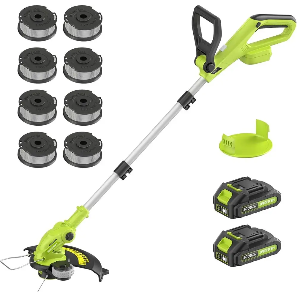 

Electric String Trimmer Cordless with 2x2.0Ah Battery, 20V Battery Powered 12-inch Lawn Mover & Edger Lawn Tool with Charger, Po