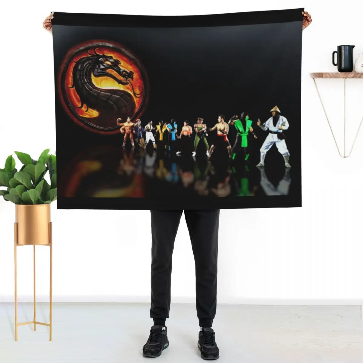 Mortal Kombat pixel art Throw Blanket valentine gift ideas Soft Big Retros Sofa Soft Plush Plaid Moving Blankets