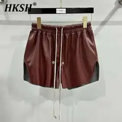 HKSH Estate dei Nuovi Uomini di Marea Chic RO Shorts High Street Scuro Cerniera Elastico in Vita in Pelle Moda Ins Gotico Cotone Capris HK1807