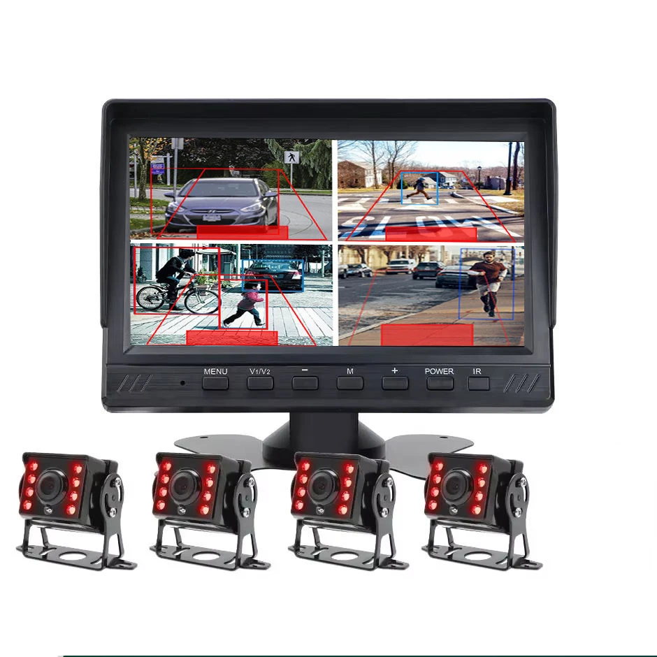 2.026 Smart 4 Channel AHD 1080P DVR Split Screen Featuring AI BSD Blind Spot Alert and IR Night Vision for Fleet Safety