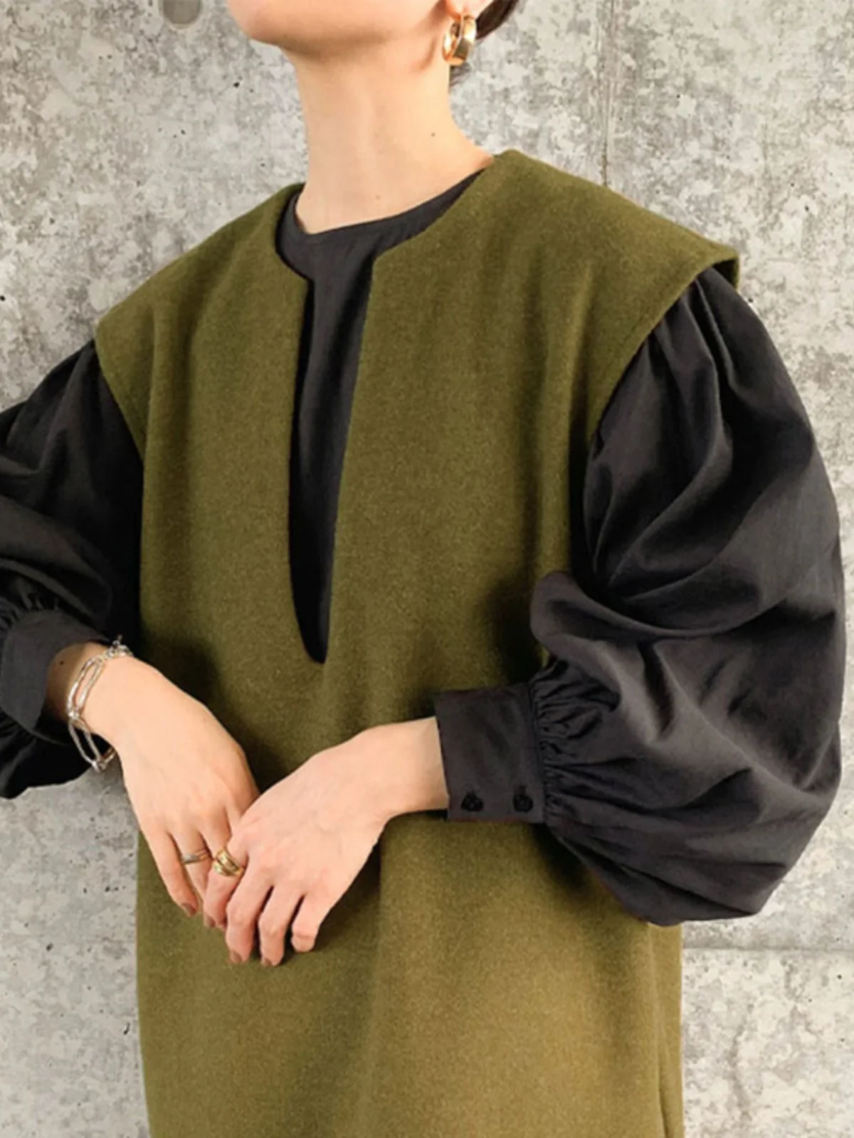 Korean Sle V-Ne Svel Asymmetrical Woolen Vest Dr Outerwear Mid-Length Commute Pure Color Autumn New Arrival