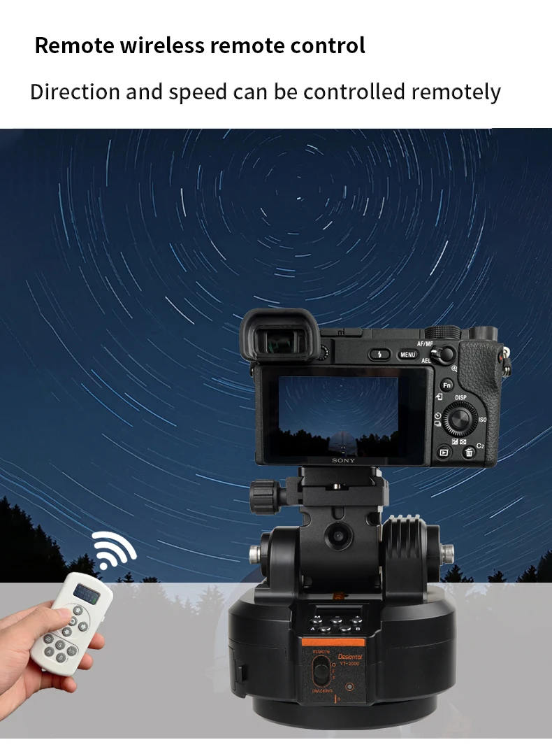 Desiontal YT-2000 Intelligent Electric Pith Face Tracking 2KG Bearing Mobile Camera Live Remote-controlled Panoramic Rotation