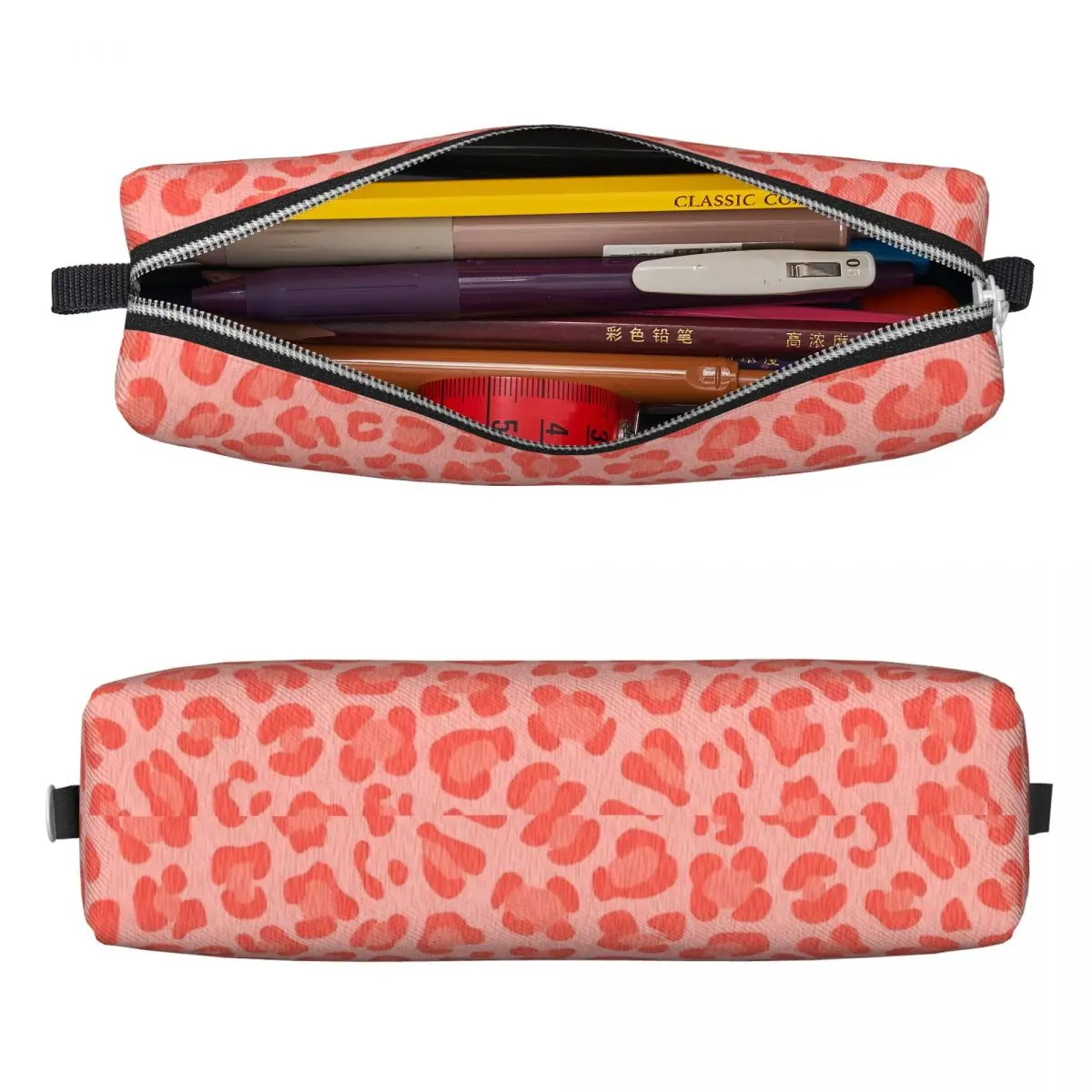 Leopard Living Coral Pencil Case Pencilcases Pen Box for Student Large Storage Bag Students School Gifts Stationery