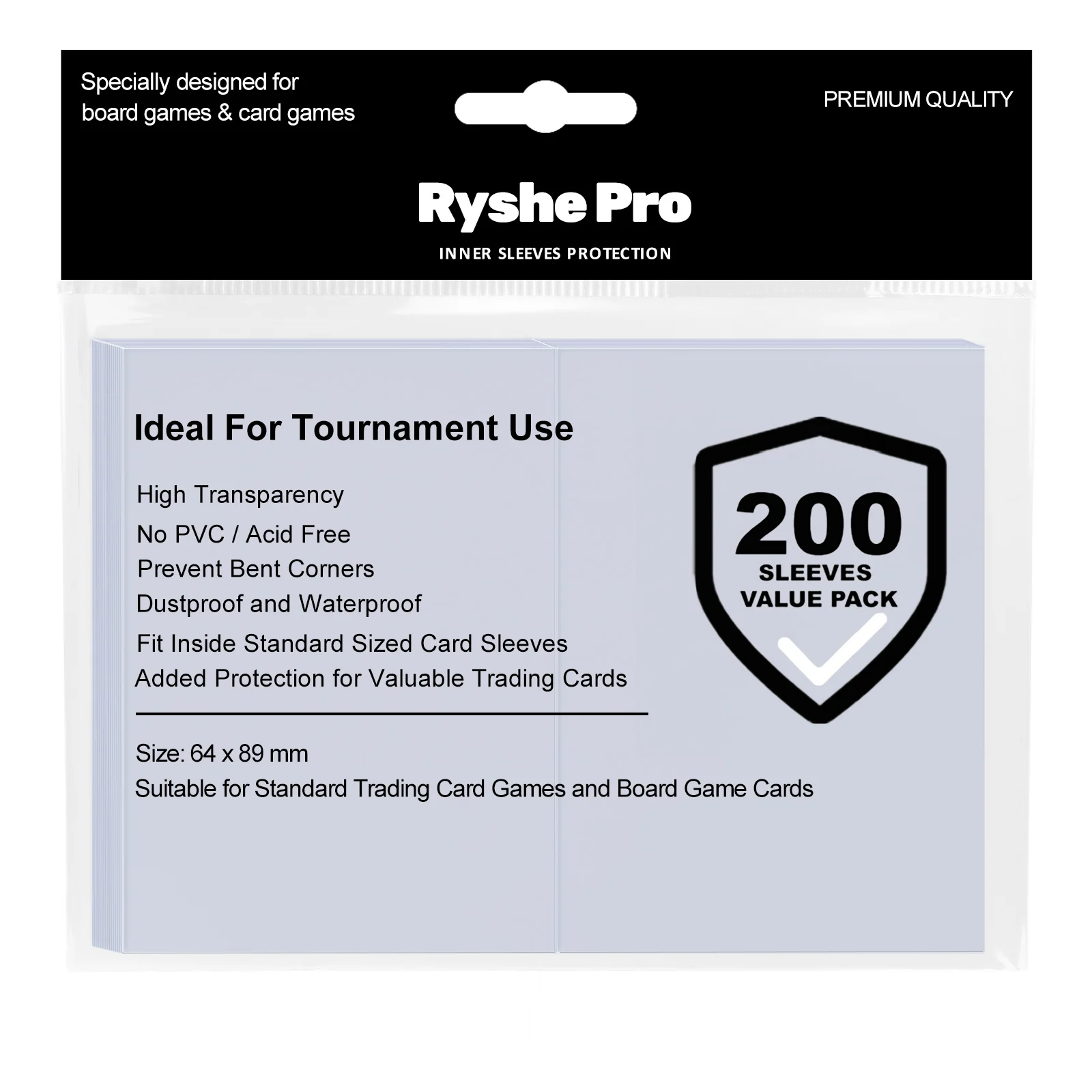 

200 шт. 64x89 мм HD прозрачные без ПВХ рукава для карточек для торговых карточек, защита с двойным рукавом для Pokemon MTG PKM, внутренние рукава для карточек