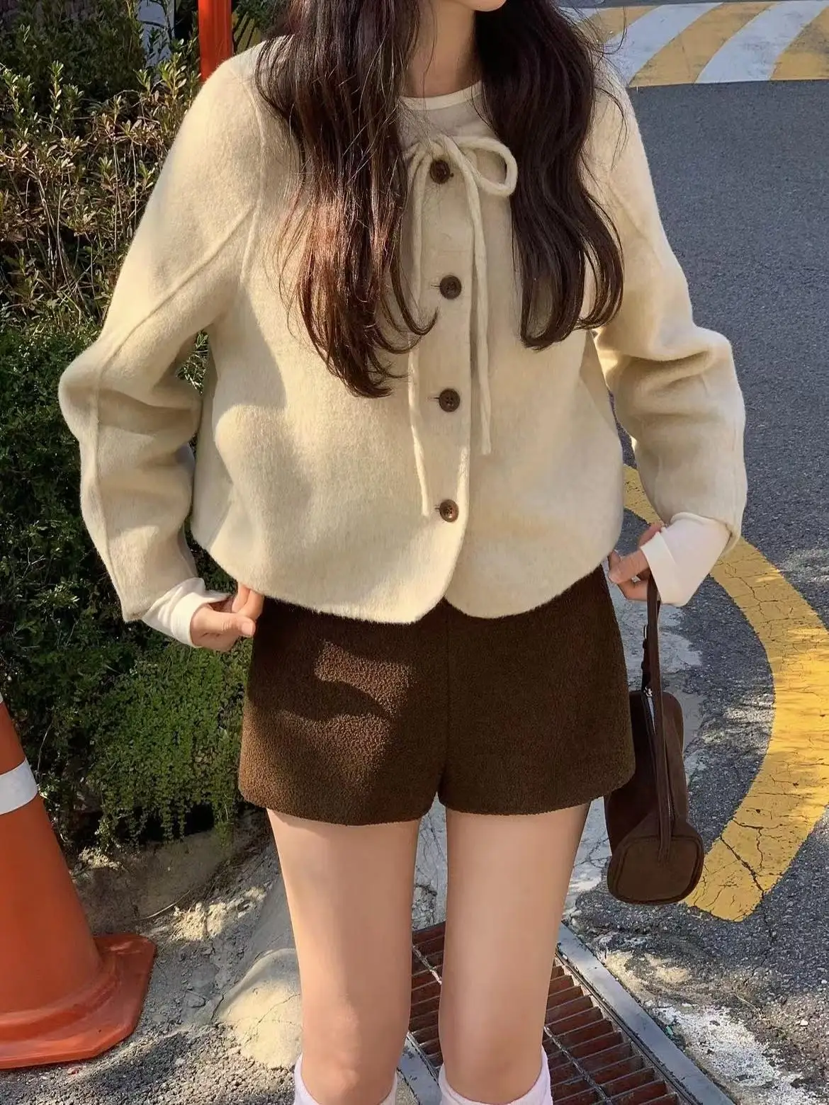 Thiened ort jas Camere geruite damesjas lente herfst winter knoop losse pasvorm lange Sve ronde Ne bovenkleding