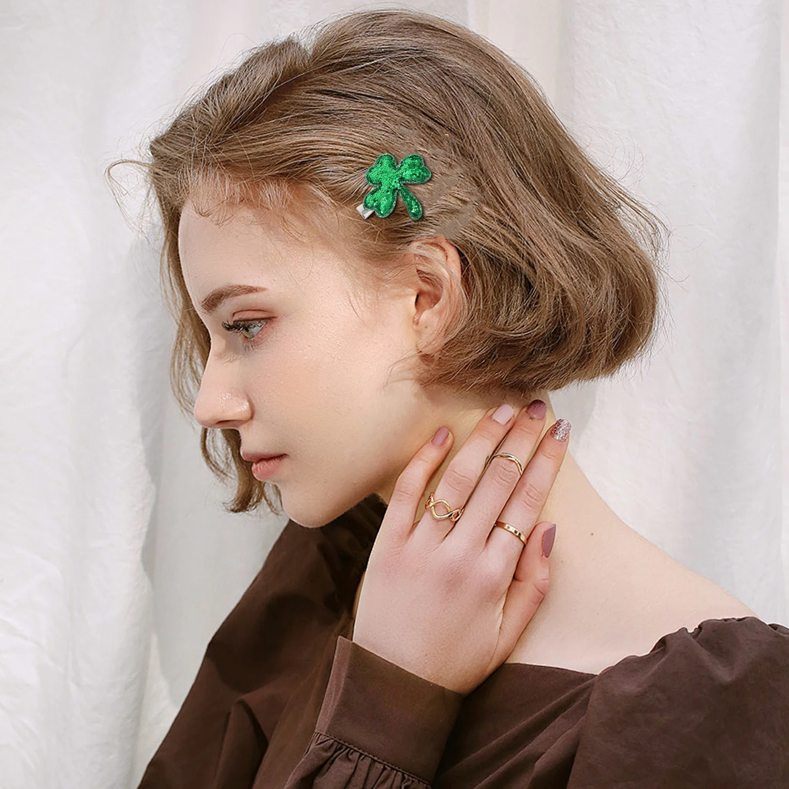 

6PCS Irish Day Hairpins St Patricks Accessories Women Glitter Barrette Shamrock Green Hair Bangs Side naments Durable