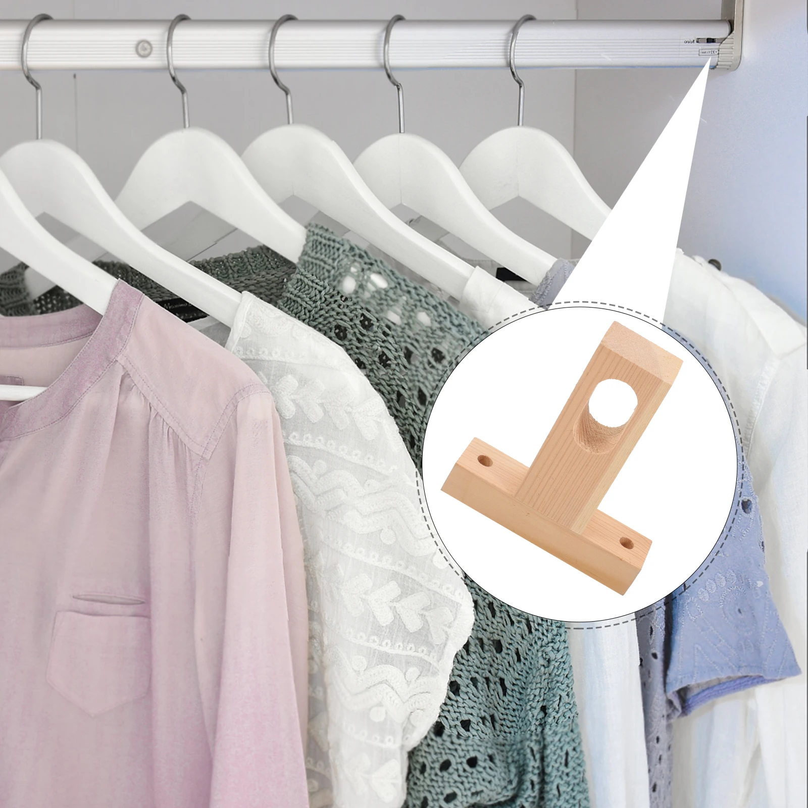 

Wooden Closet Rod Holder Flange Base Strong Sturdy Easy Install Use Safe Stable Furniture Wardrobe Pole Bracket
