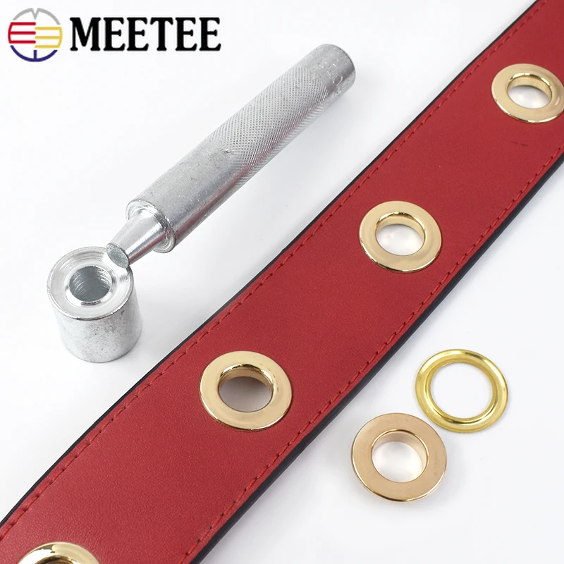 100Sets Meetee 4-10mm Metal Eyelets Buckles with Installer Die Punch Tool 3Colors DIY Bags Belt Leather Craft Grommet Material