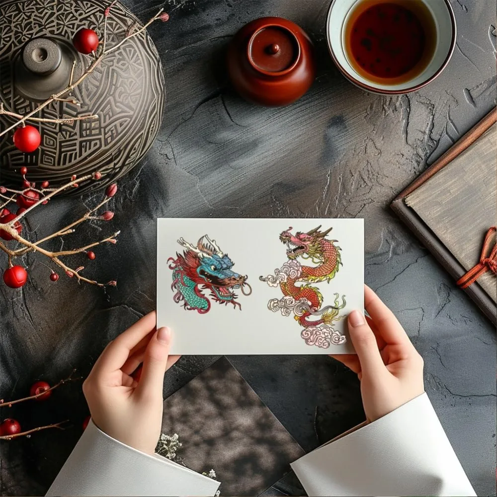 Chinese Dragon Clear Stamp Auspicious Clouds Clear Rubber Stamps Animal Dragon Silicone Stamps for DIY Scrapbooking Photo Album