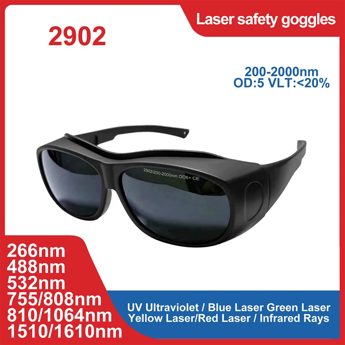 Safety Protective Laser Glasses Goggles Eye Protection for Laser Ipl Hair Removal Radiation UV IPI IR FPV Lazer Welding Infrared