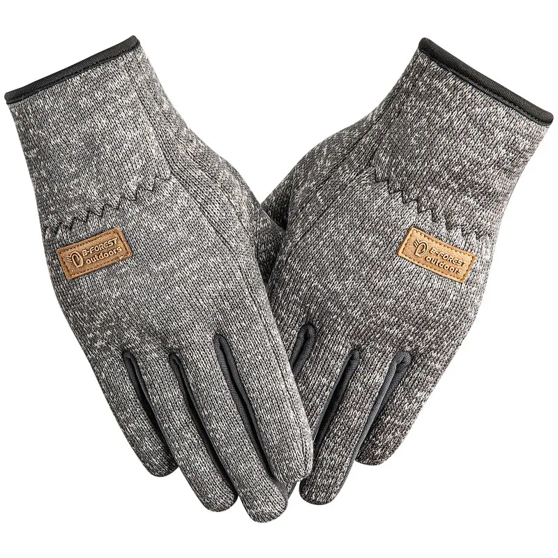 AliExpress RooRuns Unisex Winter Fleece-Lined Thermal Gloves with Non-Slip Grip Design Touchscreen Gloves for Cycling, Running, Skiing - Grey/Blue