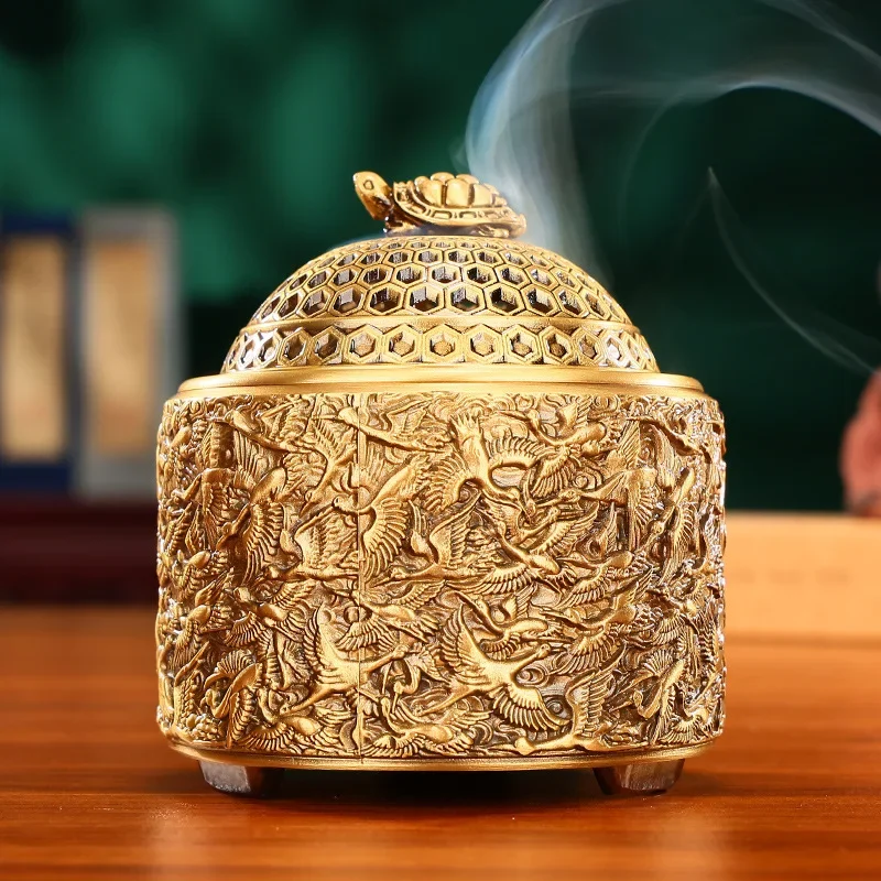 

Латунная курильница «Тысяча журавлов», настольная латунная курильница для домашнего офиса, украшение для декоративно-прикладного искусства