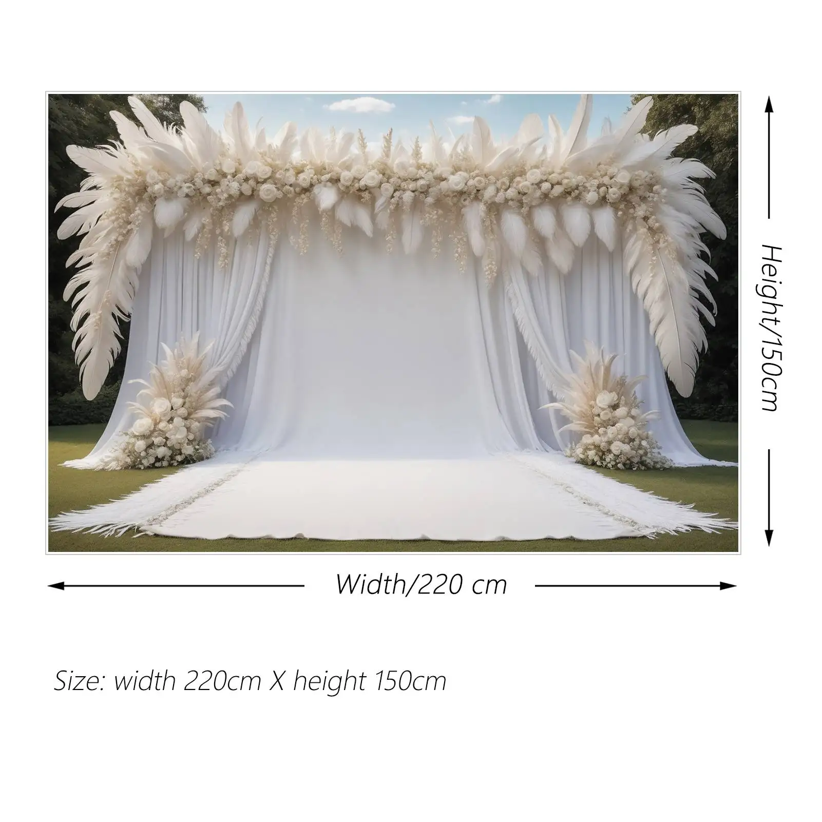 MOON.QG Lawn Wedding Ceremony Backgrounds For Photography Outdoor Feather Party Photo Backdrop Flower Curtain Photocall Props