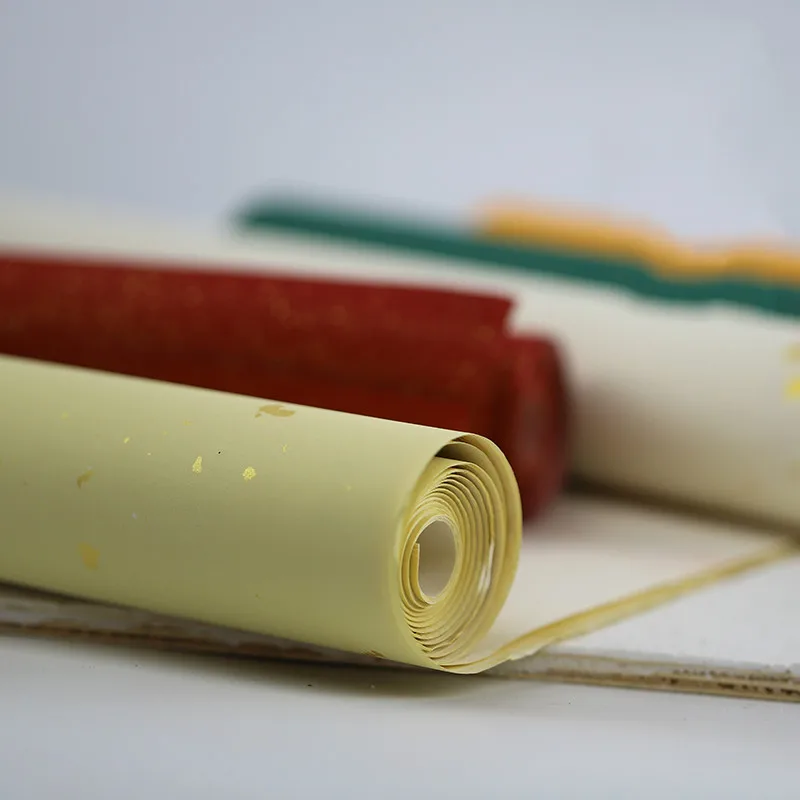 Chinese Handmade Batik Gold Foils Half Ripe Xuan Paper Small Regular Script Brush Pen Calligraphy Rice Paper Apple Para Dibujar