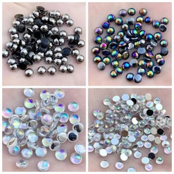 4mm&5mm&6mm&10mm Flatback AB Clear white & black beads Acrylic Semicircle Rhinestone trim DIY Wedding Dress -S68