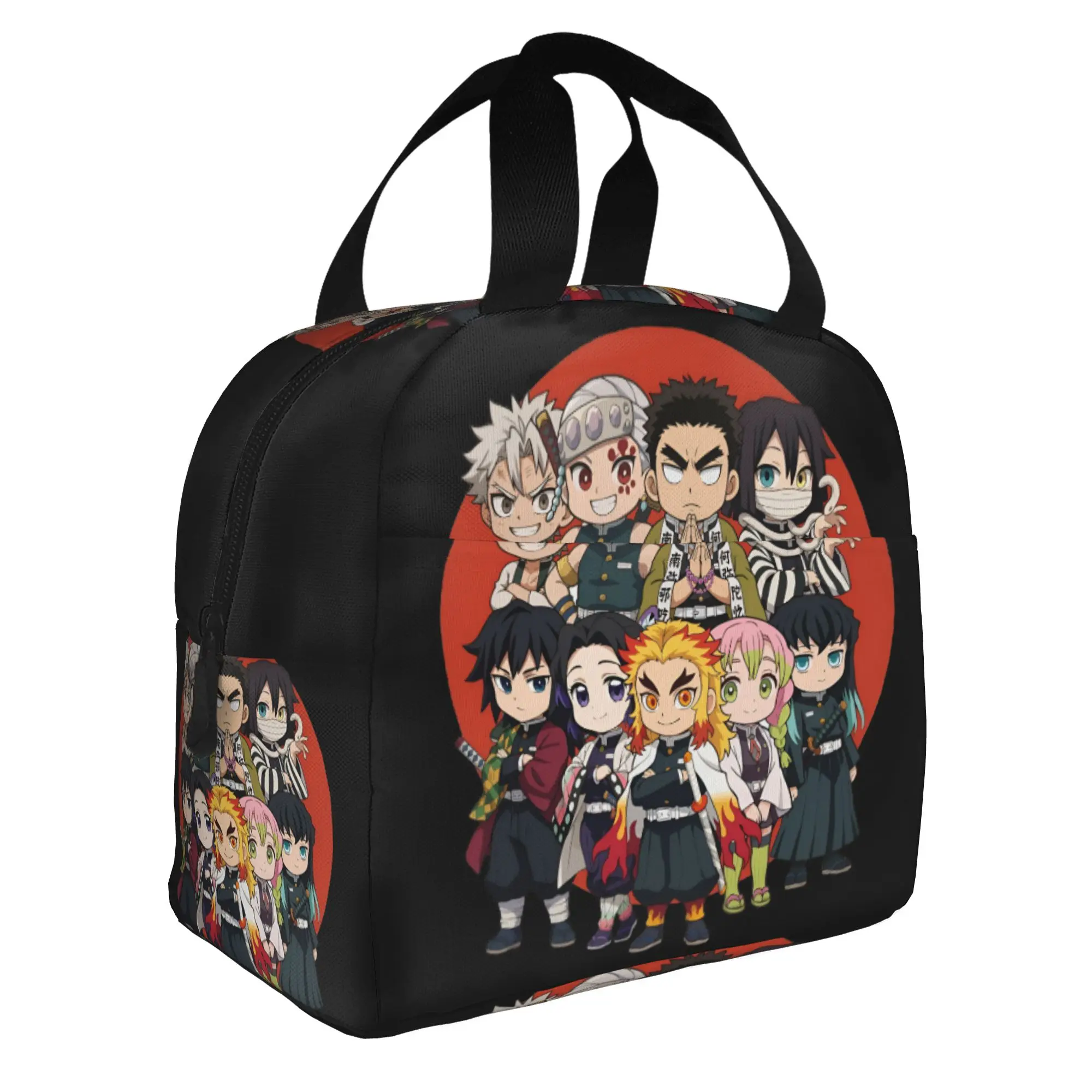 Custom Demon Slayers Insulated Lunch Bags Camping Travel Tanjiro Nezudo Tomioka Giyu Agatsuma Zenitsu Portable Cooler Bento Box view 2