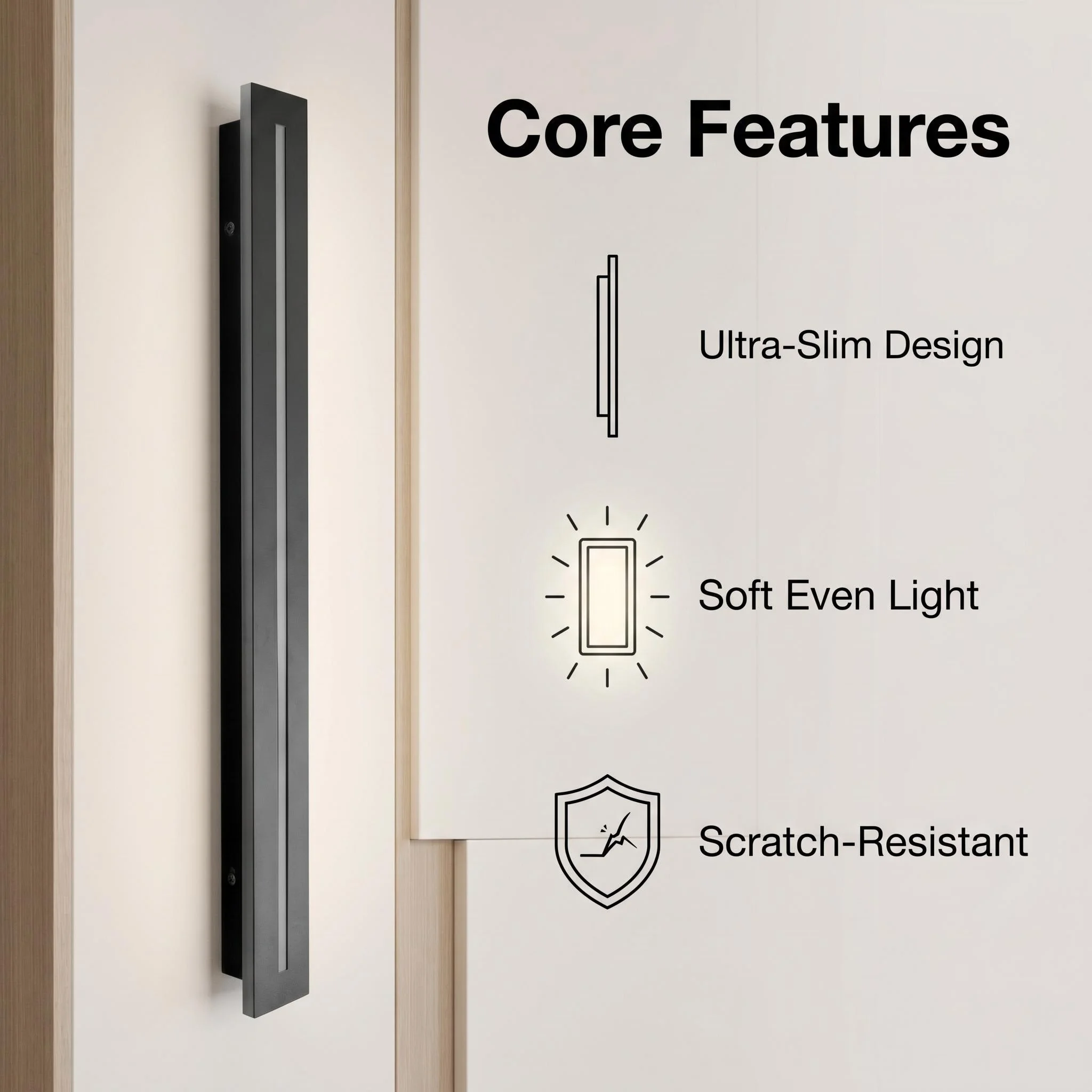 Black Long Embedded Linear Wall Light Outdoor Indoor 3000K Warm Light Matte Narrow Edge Decor Lamp for Home Corridor Courtyard C