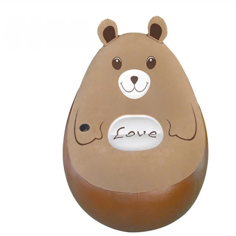 Moe Fun Cute Bear Inflatable Sofa with Footstool - Soft Plush Lazy Lounge Chair, Bedroom Living Room Portable Air Sofa Seat