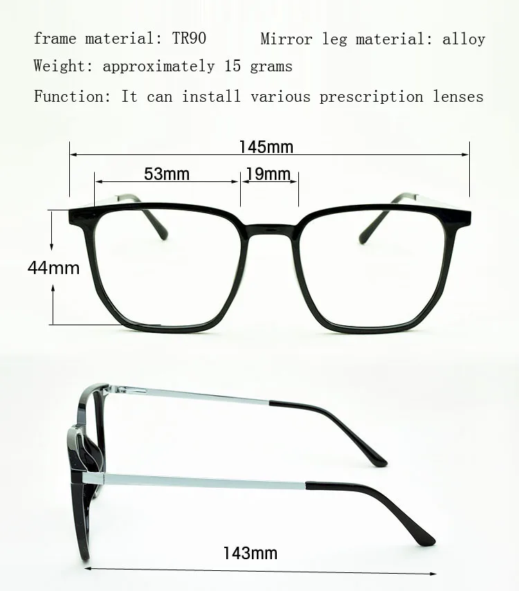 Transparente Brille Magnet Sonnenbrille Clip gespiegelt Magnet clip auf Brille rosa Rezept Myopie Brille Rahmen lila – Detail 7
