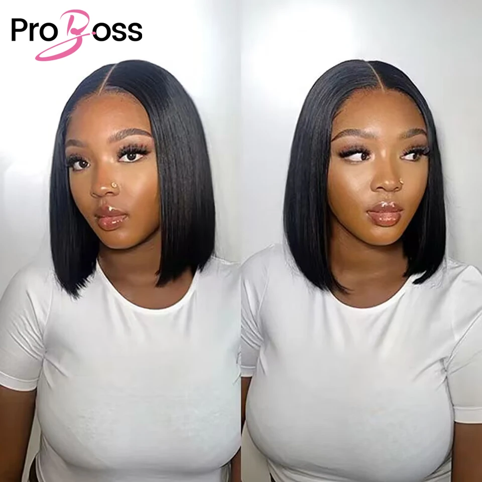 

Proboss Hair Wear Go Straight Bob Wig Pre Cut PrePlucked Transparent Lace Closure Bob Glueless Wig Human Hair Ready To Wear