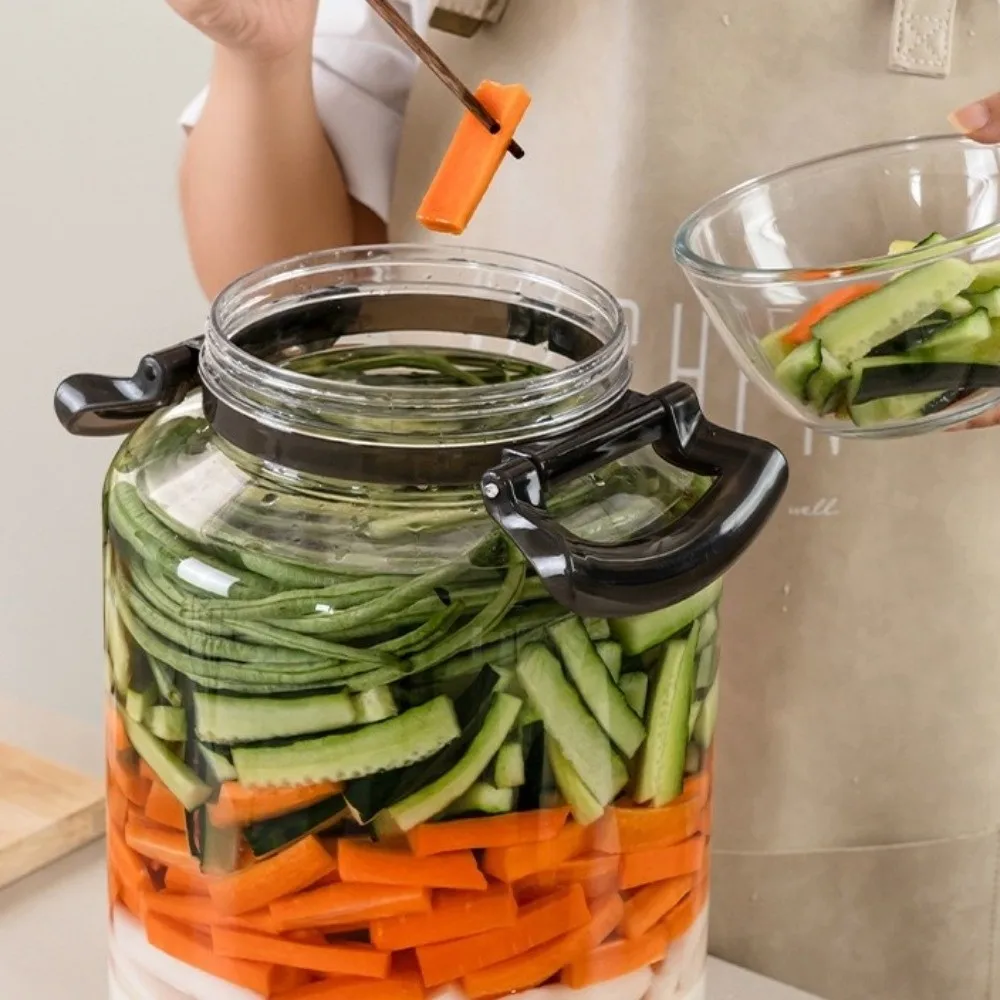 Large Capacity Pickle Jars With Lids With Handle Sealed Airtight Storage Pitcher Leak-Proof Food Grade Fermentation Jar
