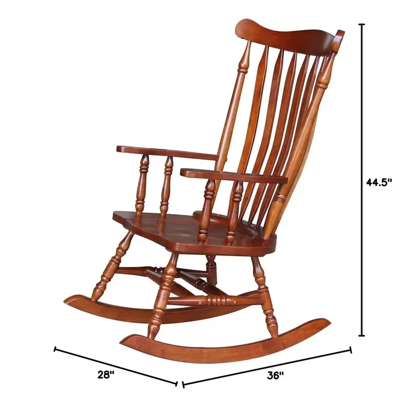 Modern Solid Wood Rocking Chair 225 lbs Capacity Easy Assembly for Living Room Bedroom Dining Outdoor Adult Use