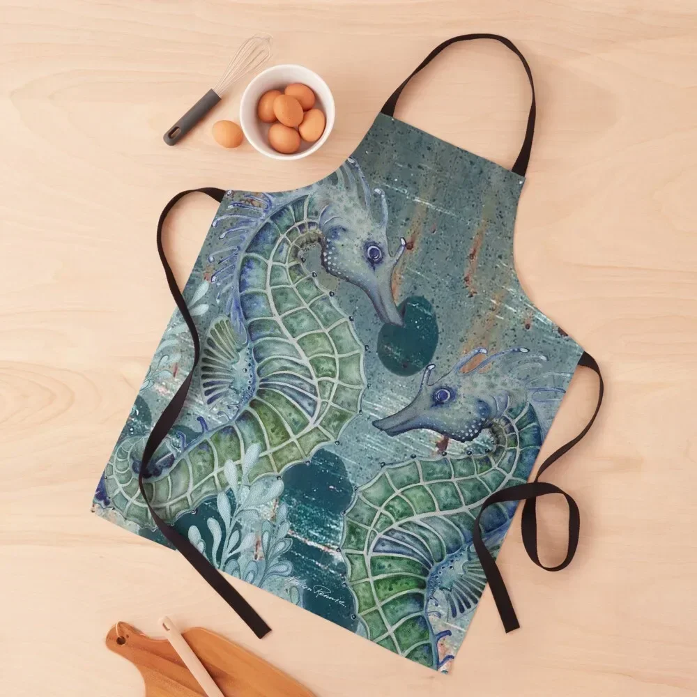 Seahorses Apron bib Woman Kitchens kitchen clothes for men men's barbecue Apron