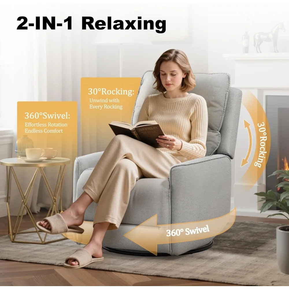 كراسي هزازة دوارة 360 درجة للبالغين للمساحات المدمجة، وكراسي منجدة مثالية لحضانات الأطفال #3