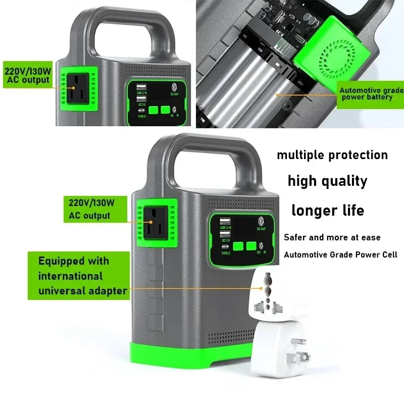 Outdoor Portable Power Station 58000mAh 130W Energy Storage Power Bank with Socket Backup Battery Generator for Camping RV