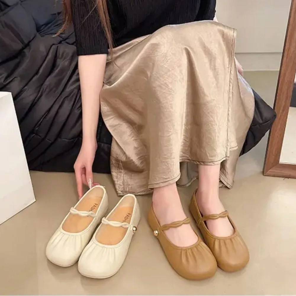 

PVC Flat Soled Slippers Women Mary Jane Solid Color JK Single Shoe Waterproof Outerwear Shoes Slides Sandals Pregnant Lady