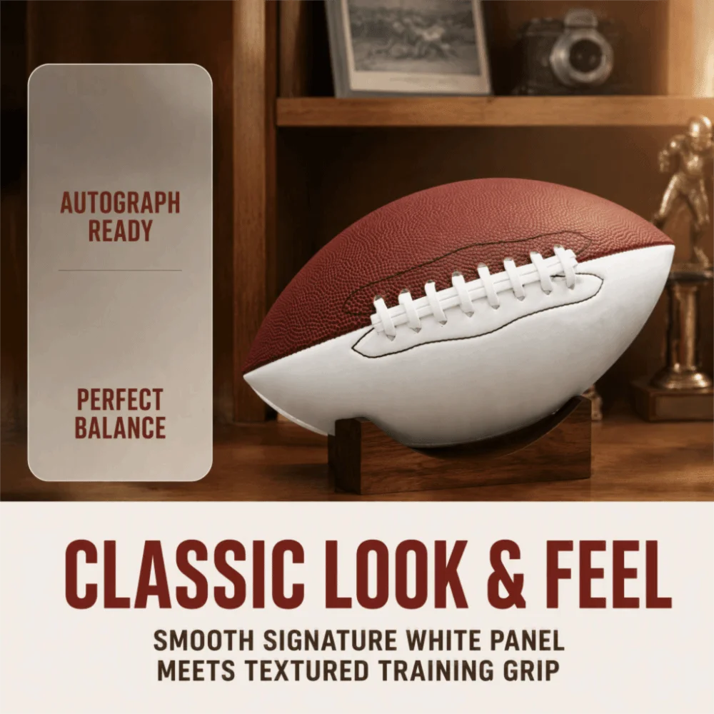 Durable PU Size 9 Football Oval Brown and White American Football Machine Stitched Sports Football Outdoor Sports