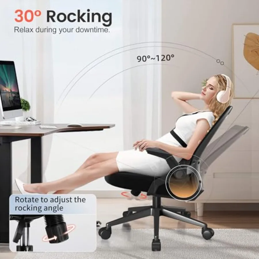 Ergonomic Office Chair with Flip-up Armrests Executive Computer Chair for Home Office, Breathable Mesh and Comfy Lumbar Support view 5