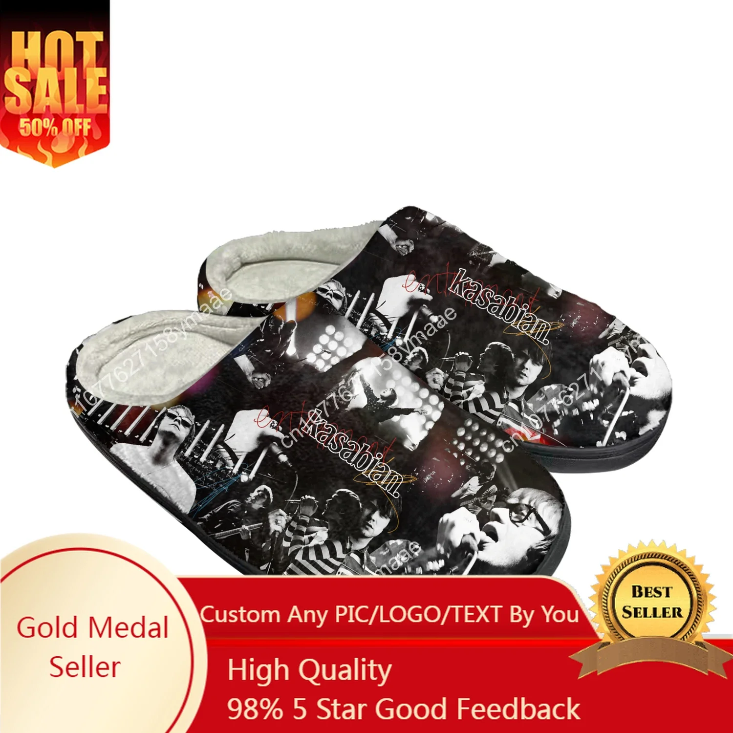 

Kasabian Band Home Cotton Slippers Mens Womens Plush Bedroom Casual DIY Keep Warm Shoes Thermal Indoor Slipper Customized Shoe