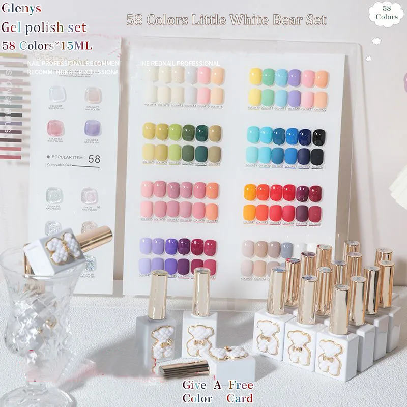 

Glenys 58 pieces * 15ml nail polish gel popular all net semi permanent immersion gel nail salon essential nail art varnish set