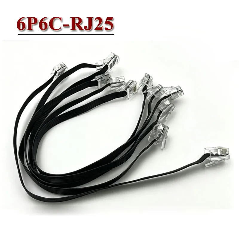 RJ25 Ribbon Cable with 6P6C Center Buckle Crystal Head RJ25 Extension Cable Soft and Stretch Resistant 6Pin Male Extension Line