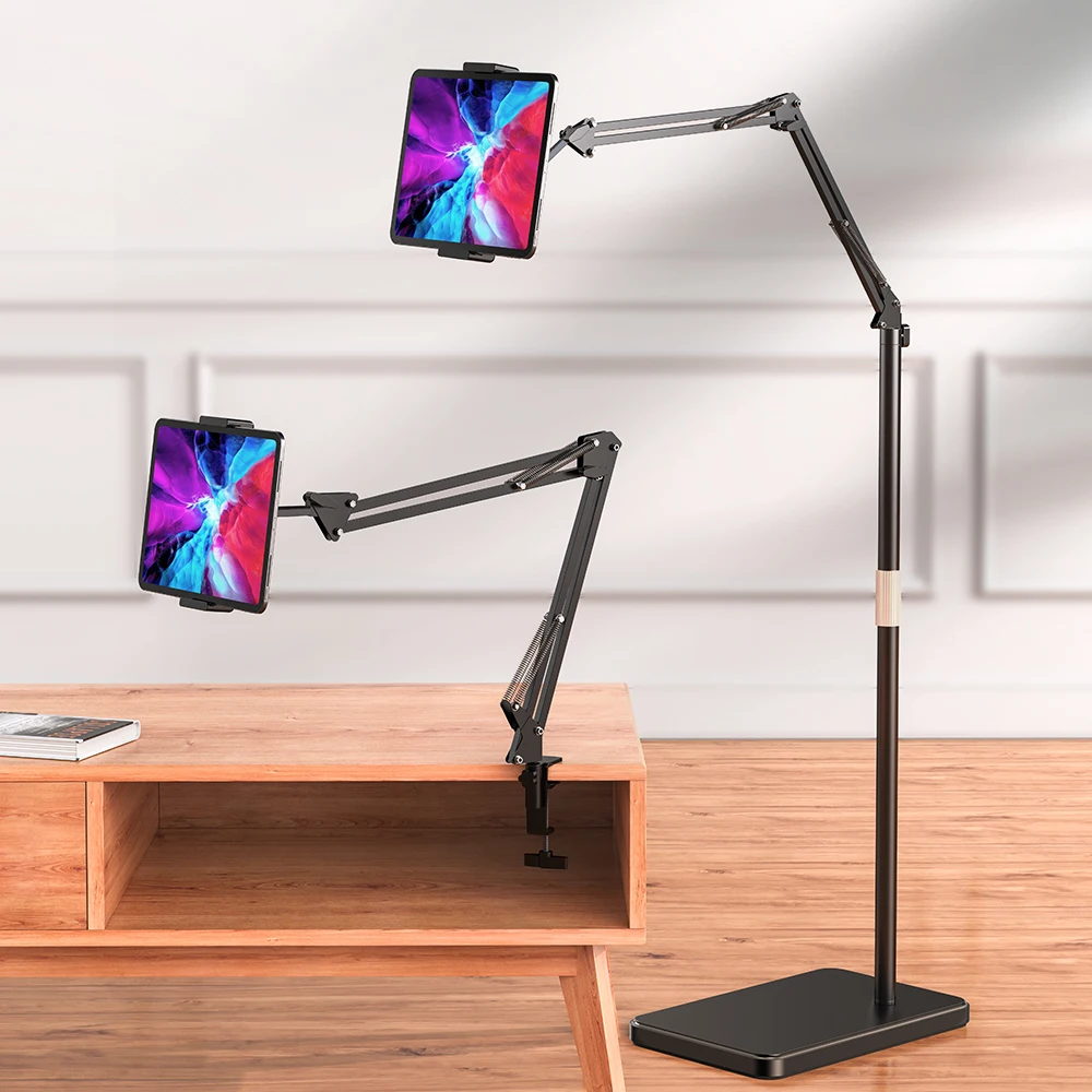 Heavy Thickened Metal Base Tablet Stand 360 Rotating Multi Angle Height Adjustable Cell Phone Tablet Holder
