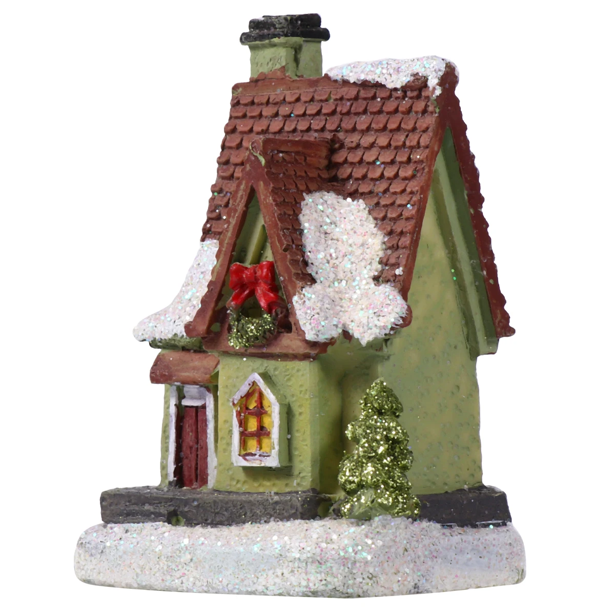 

1Pcs Luminous Small Christmas LED Resin Villa Snow Decor Warm Light Home Office Desk Holiday Party Ornament